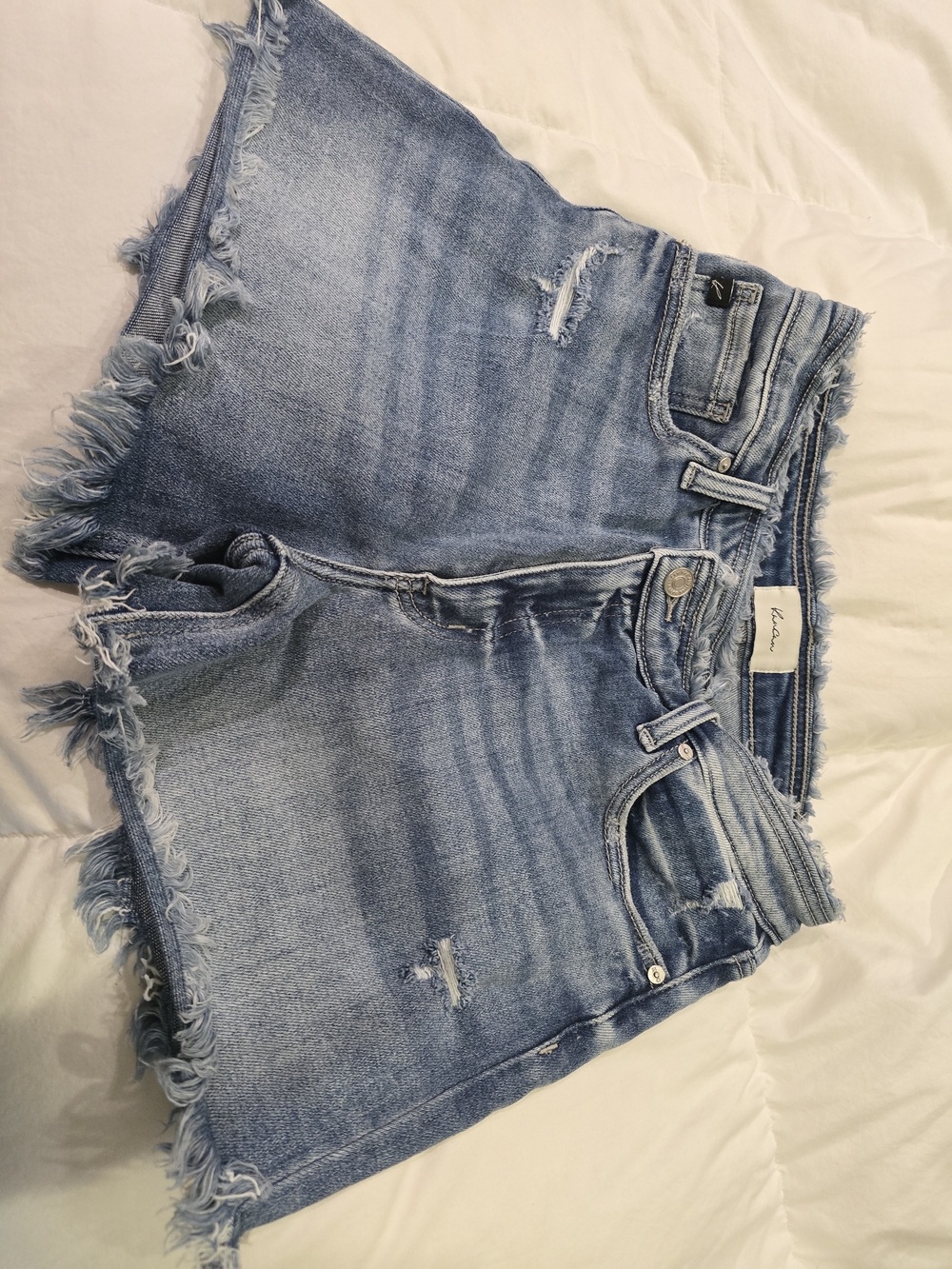 KanCan Light Blue Distressed Frayed Denim Shorts